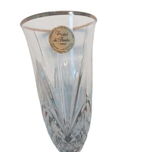 4 Gold Rim Crystal Champagne Flute Glassea for Dining